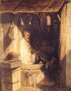 Alexandre Gabriel Decamps Tukish Merchant Smoking in his Shop oil